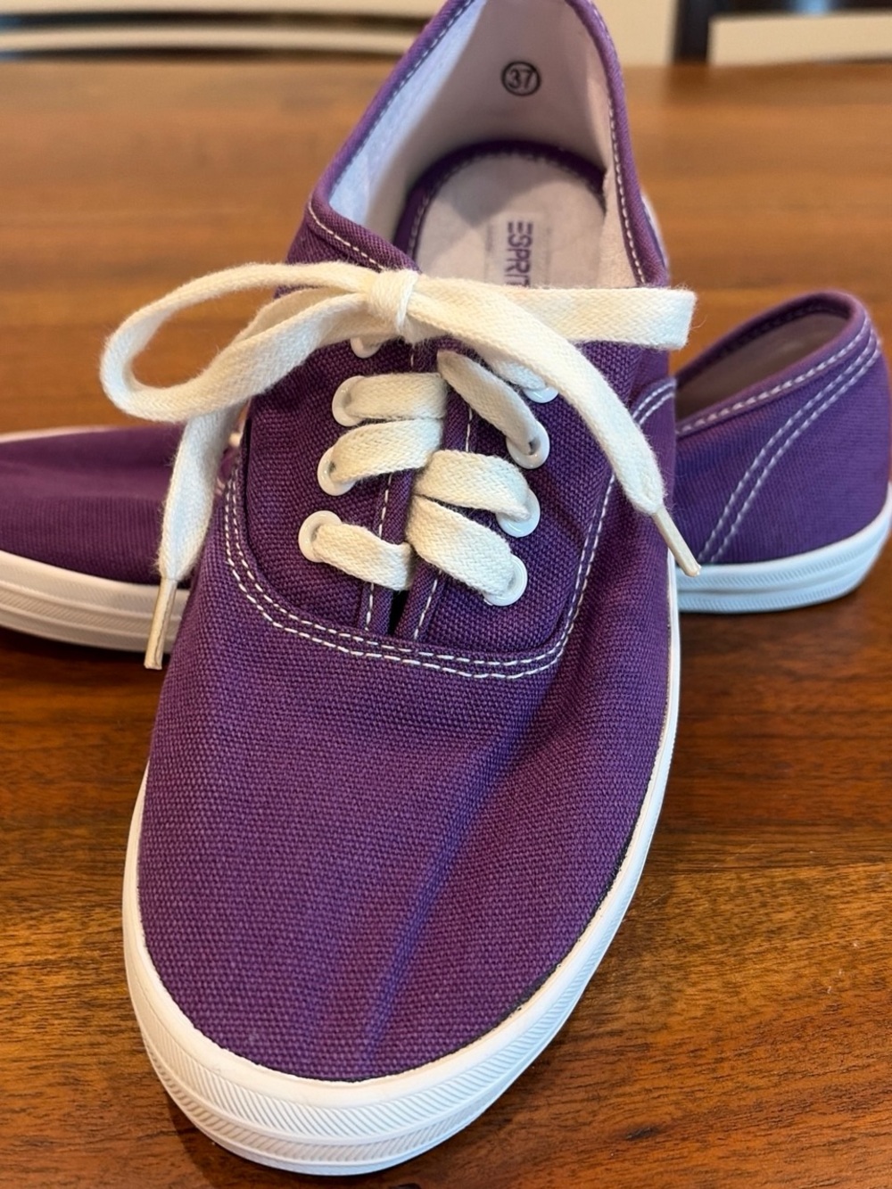 Esprit Purple Canvas Lace-Up Sneakers, Sz 37